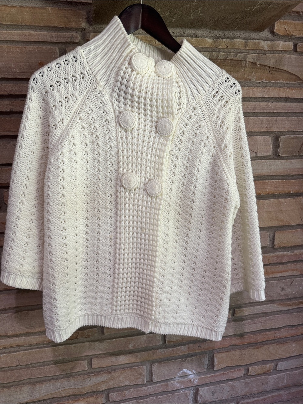 BCBG White Knit Button-Front Women's Sweater